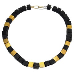 Vermeil Lava Cubic Modernist Necklace