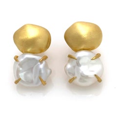 Vermeil Nugget and Cultured Baroque Pearl Earrings