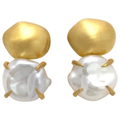 Vermeil Nugget and Cultured Baroque Pearl Earrings