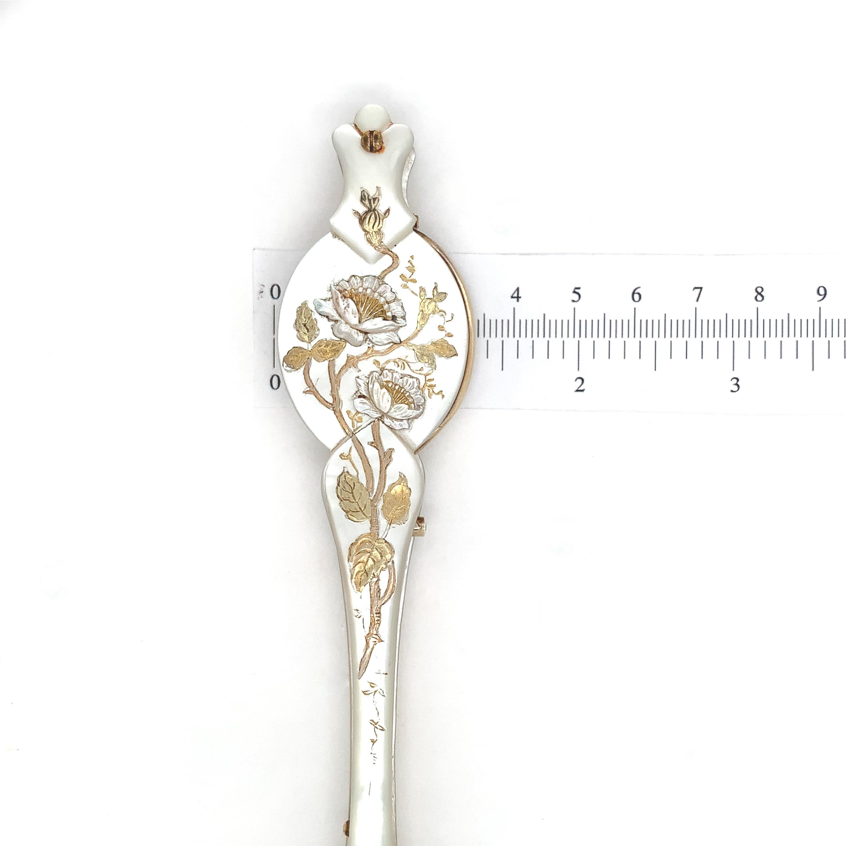 Vermeil Sterling French Victorian Lorgnette Glasses with Mother of Pearl 7