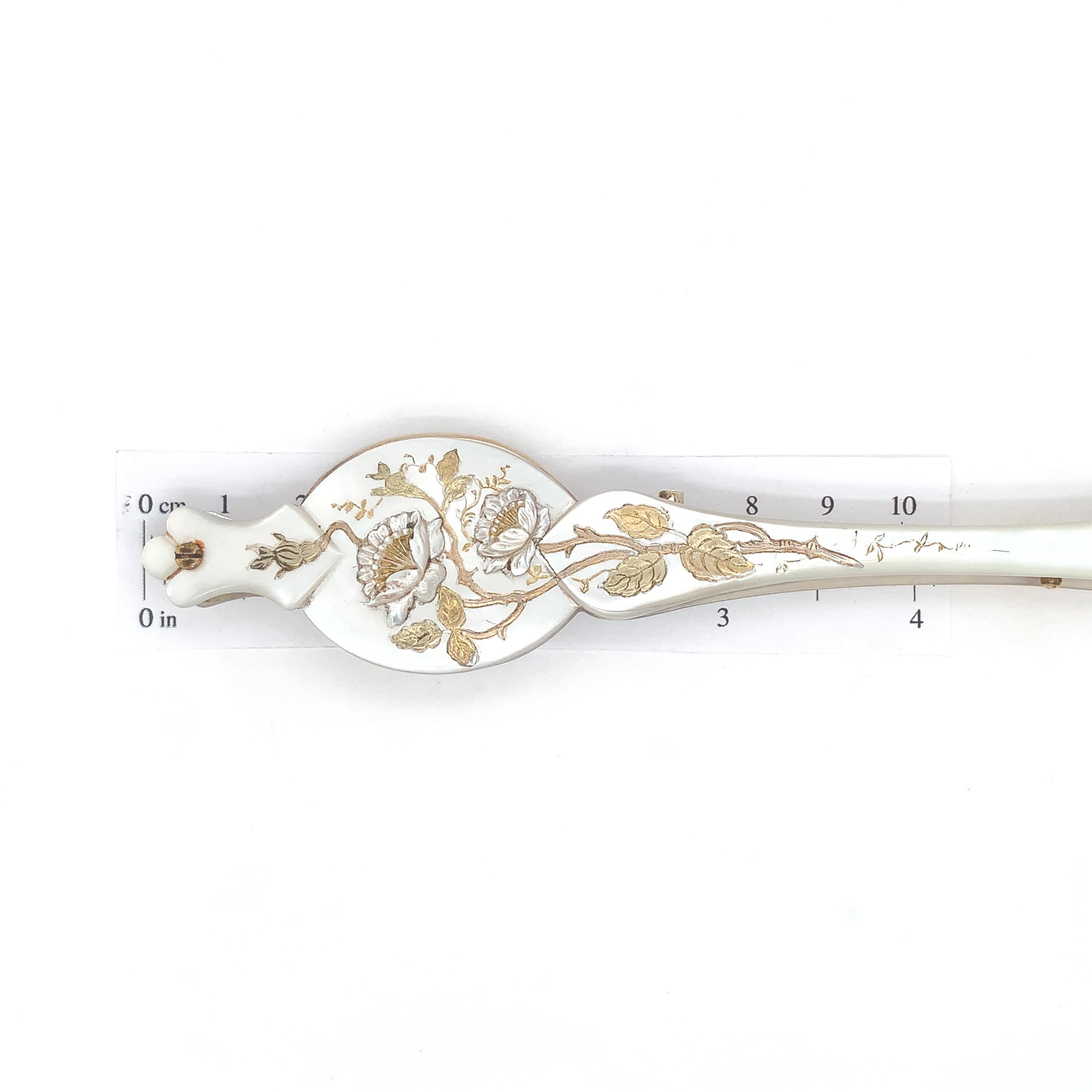 Vermeil Sterling French Victorian Lorgnette Glasses with Mother of Pearl 8