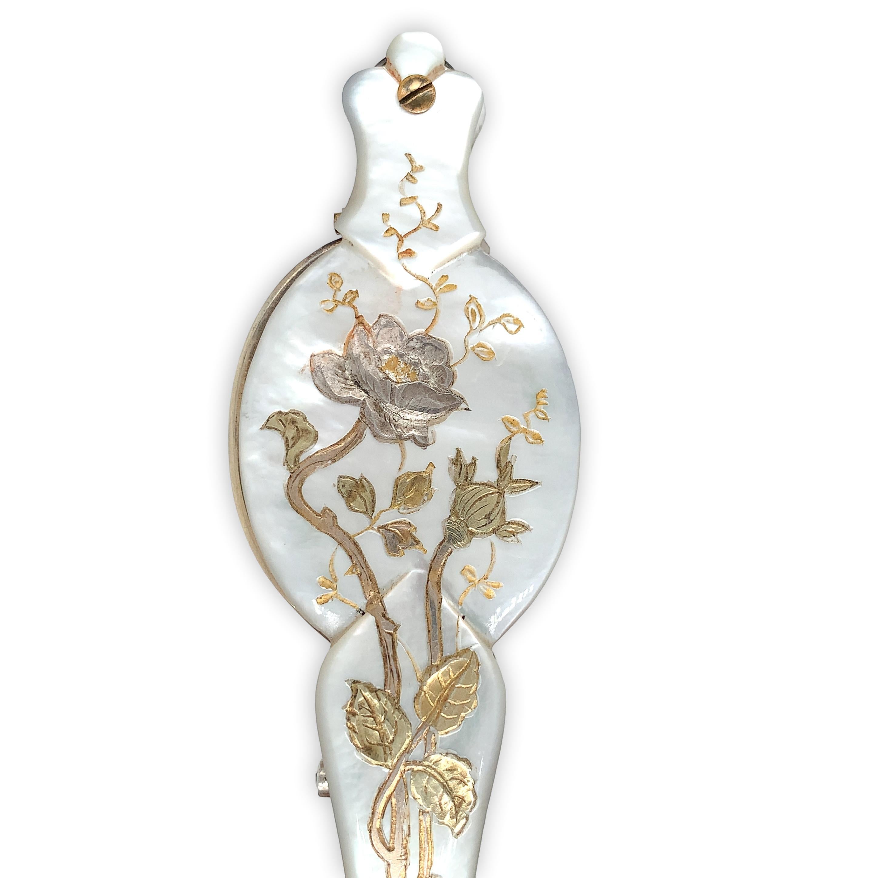 Vermeil Sterling French Victorian Lorgnette Glasses with Mother of Pearl 1