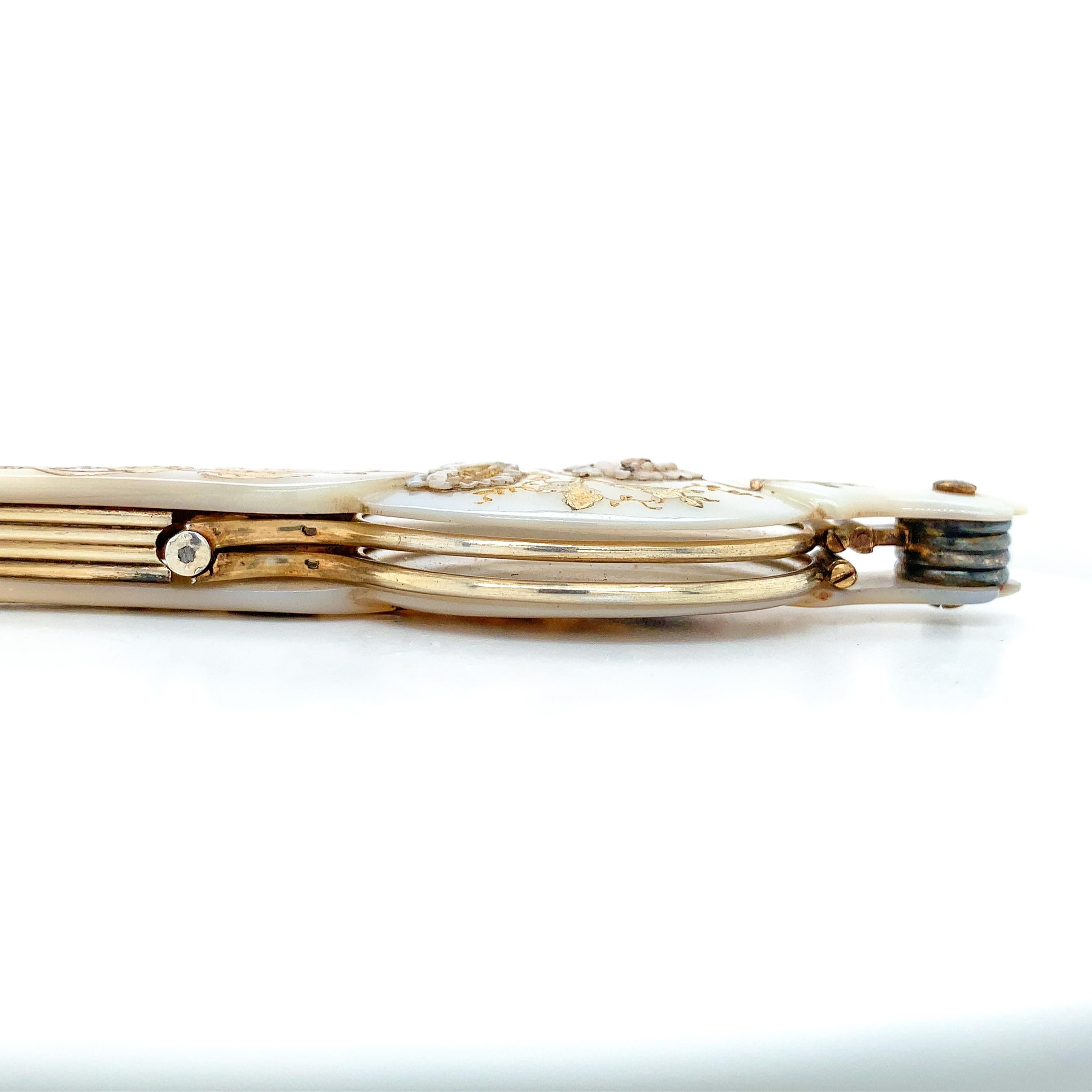 Vermeil Sterling French Victorian Lorgnette Glasses with Mother of Pearl 4