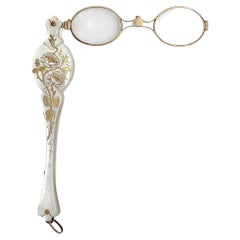 Vermeil Sterling French Victorian Lorgnette Glasses with Mother of Pearl