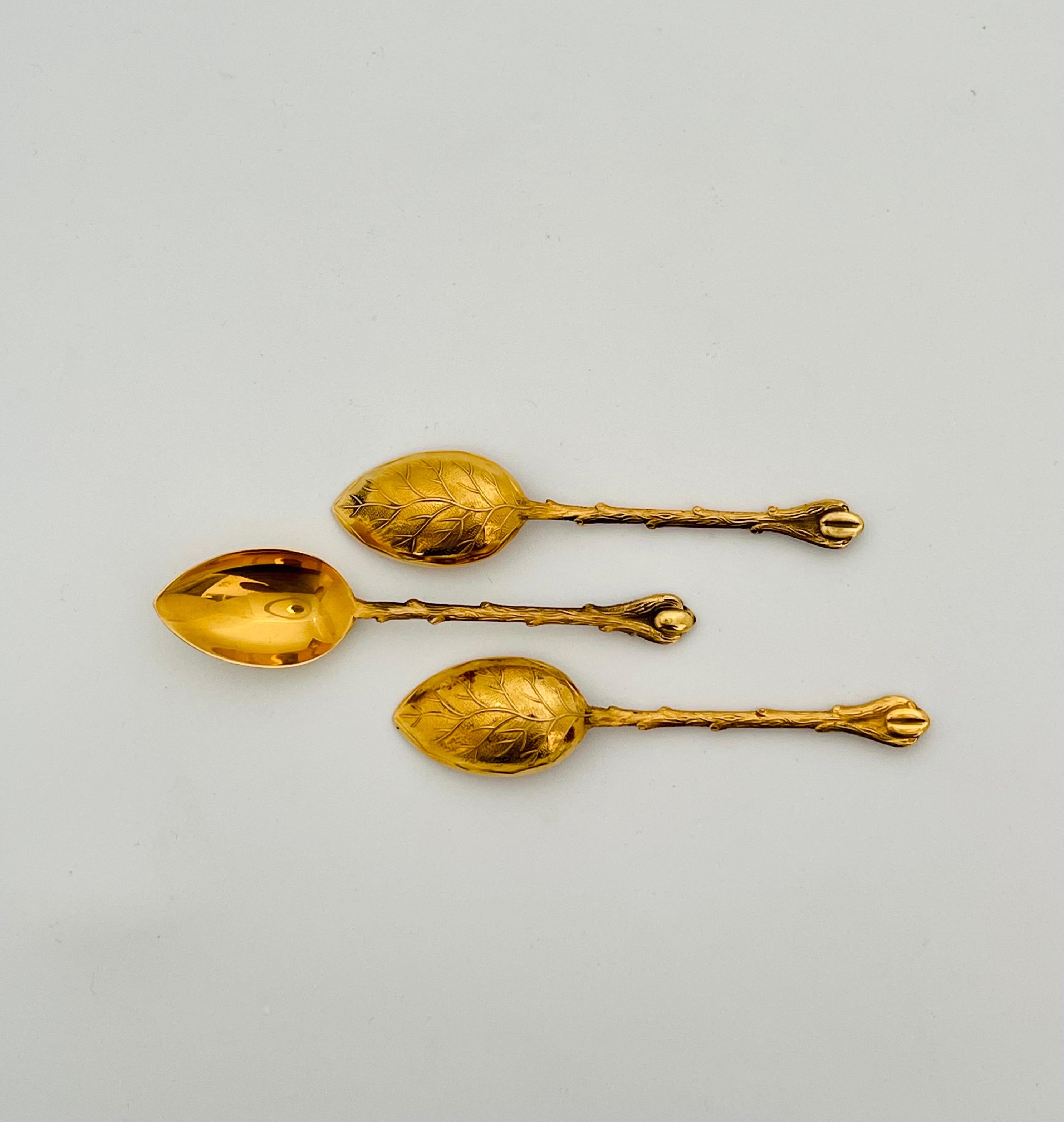 20th Century  Teaspoons 12 Items gold covered by Saint Medard France 1950 For Sale