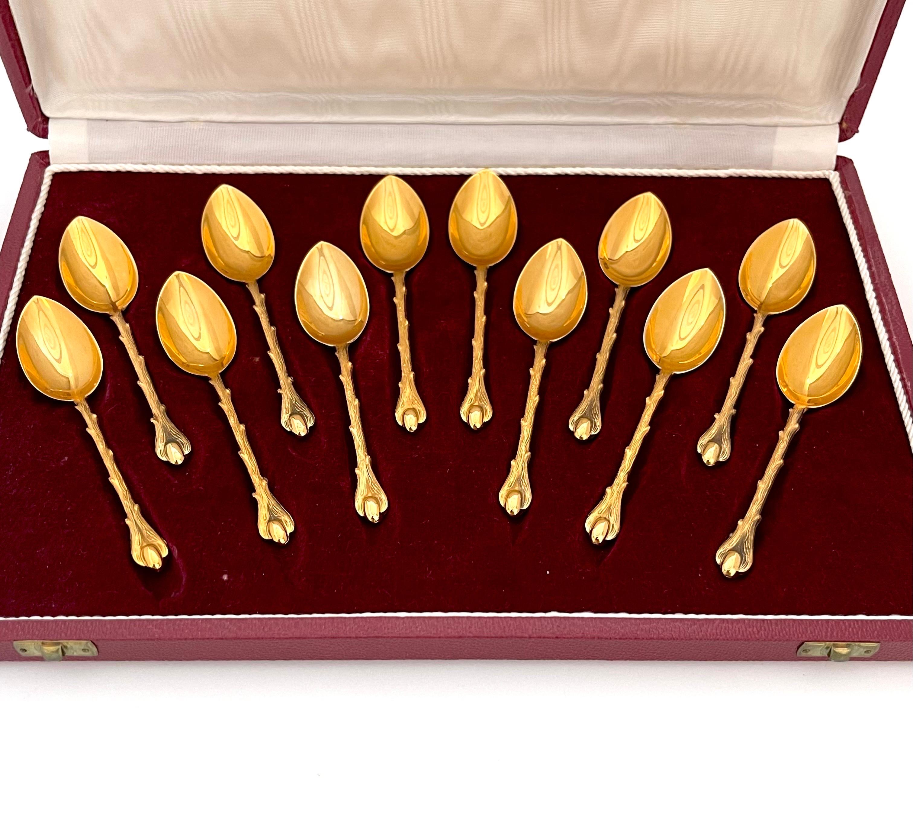  Teaspoons 12 Items gold covered by Saint Medard France 1950 For Sale 3