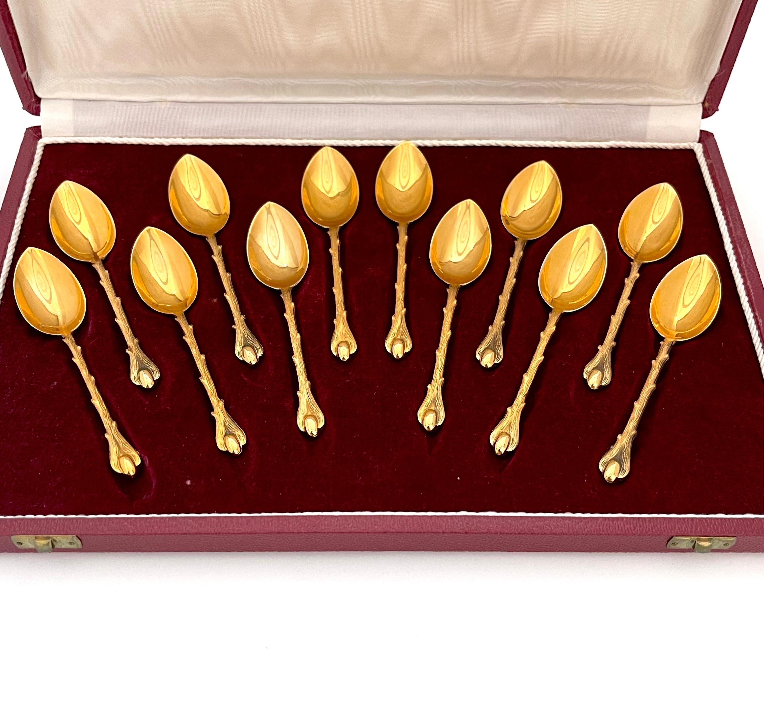 Teaspoons 12 Items gold covered by Saint Medard France 1950 For Sale 3