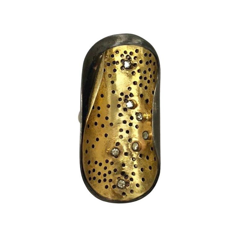 Vermeil mit Diamanten geschwungener Ring im Angebot