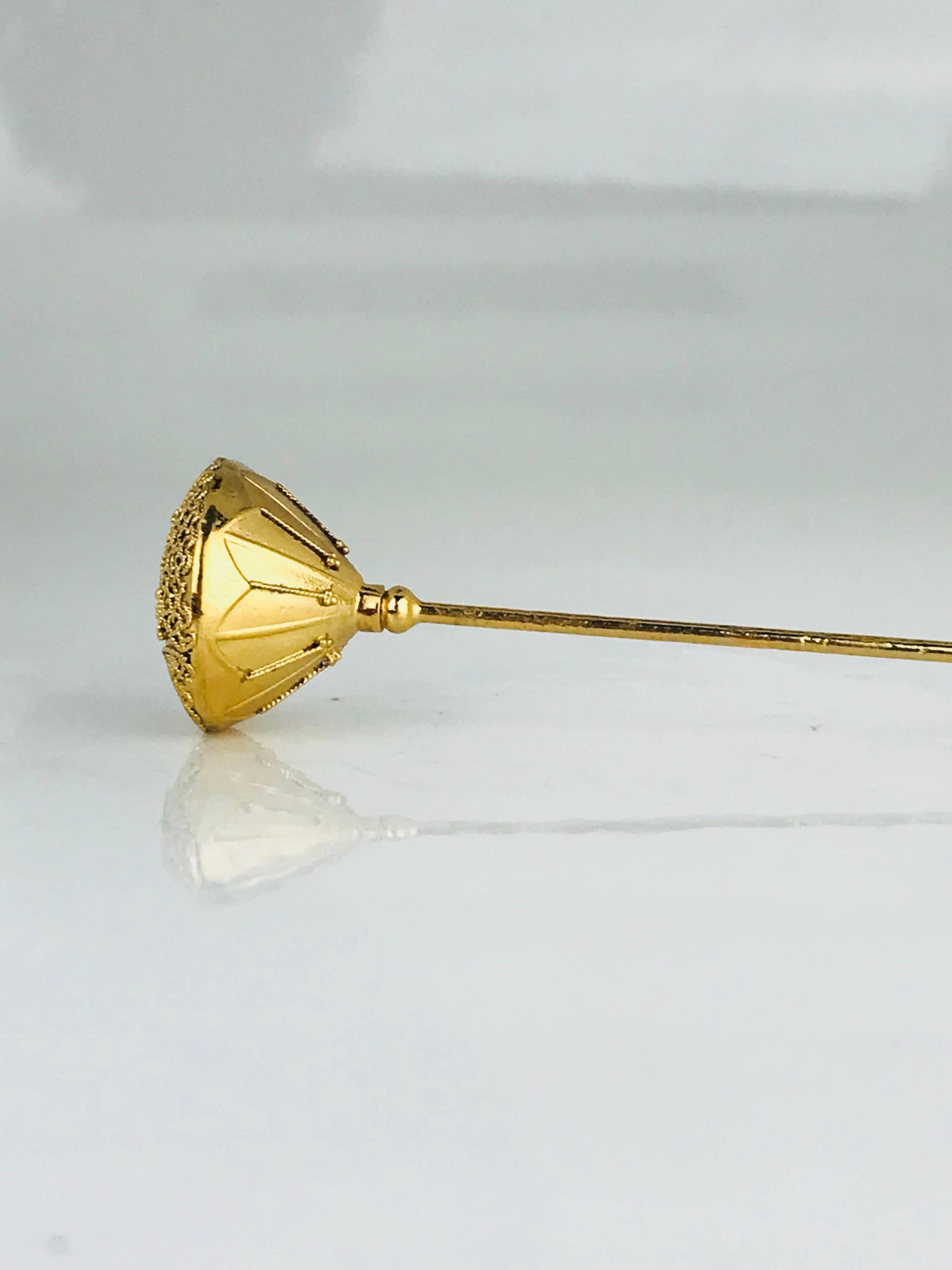 Vermeil, Victorian Scroll Encrusted Hat Pin, Vermeil Gold Gilt For Sale 2