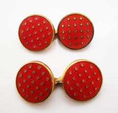 Gemelli da polso Vermeille a smalto rosso Dot Dot