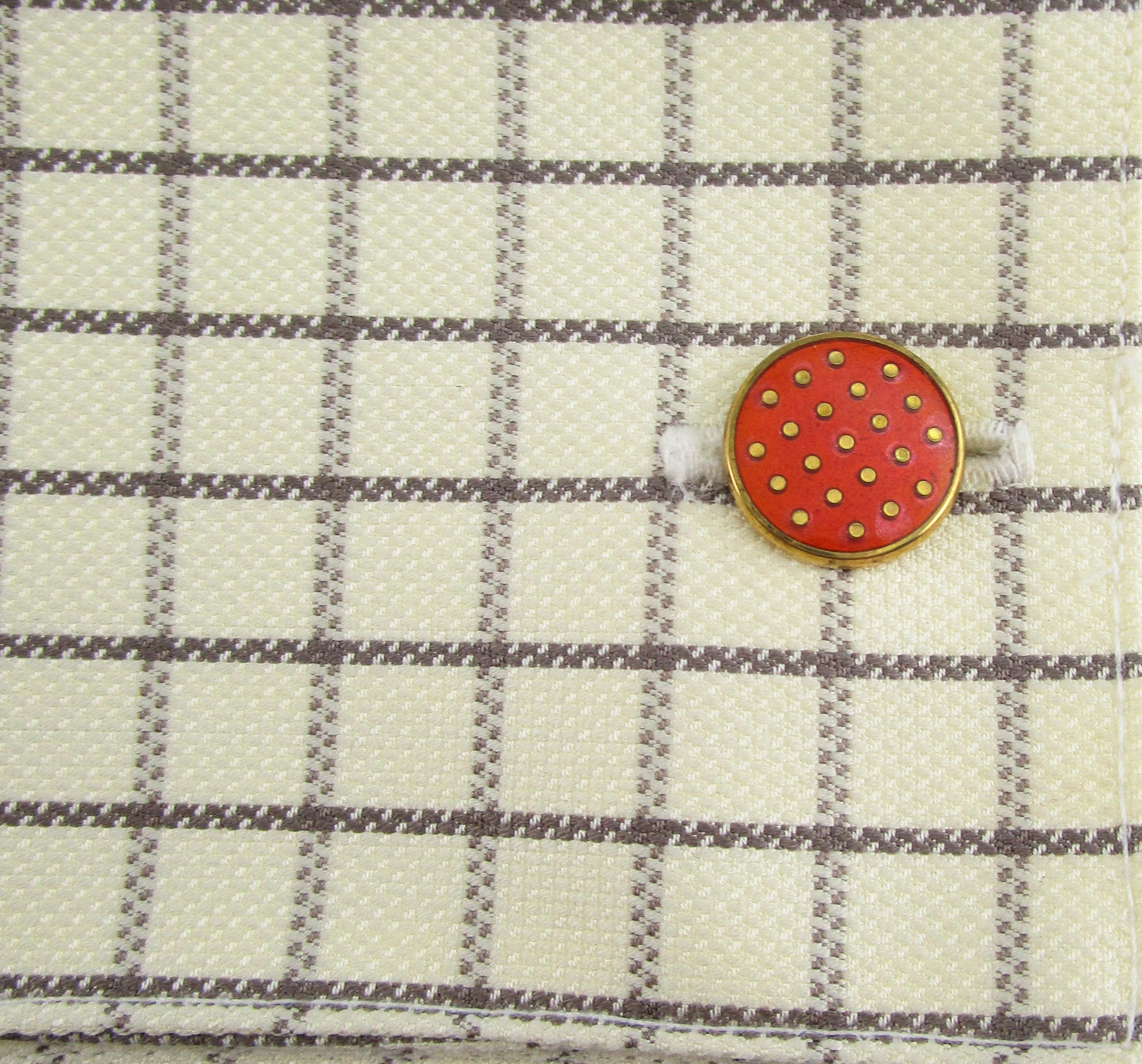 Contemporary Vermeille Red Enamel Polka Dot Cufflinks For Sale