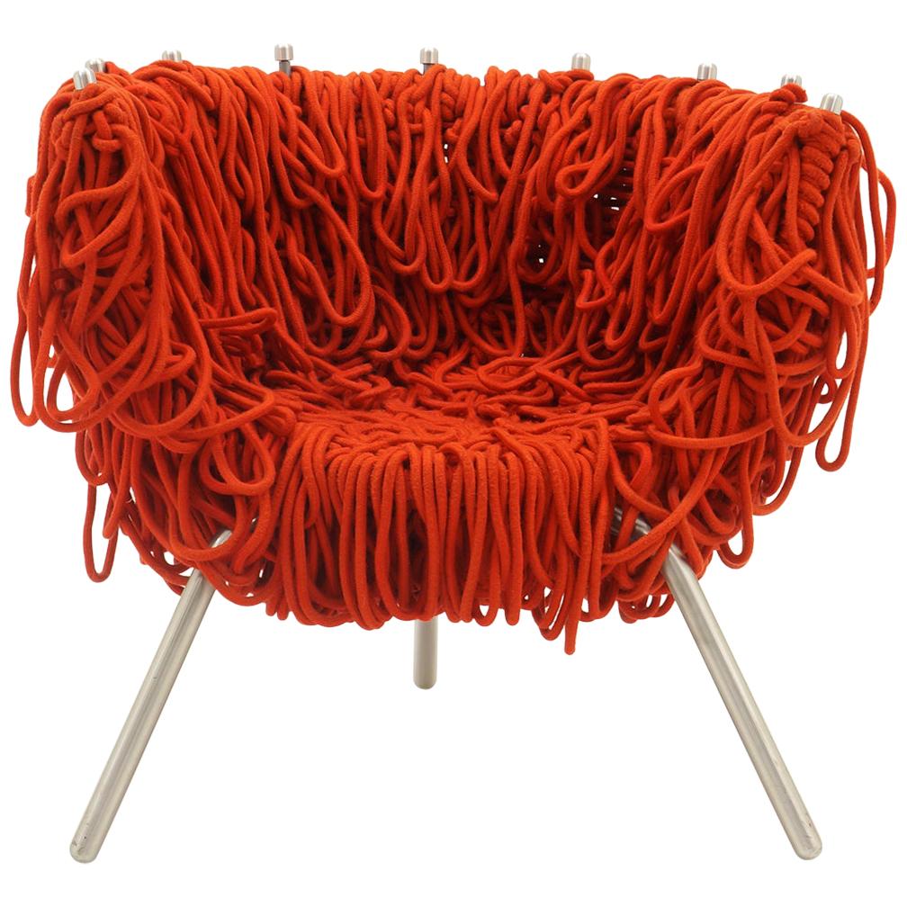 Vermelha Chair by Fernando and Humberto Campana for Edra, Red Rope, Aluminum