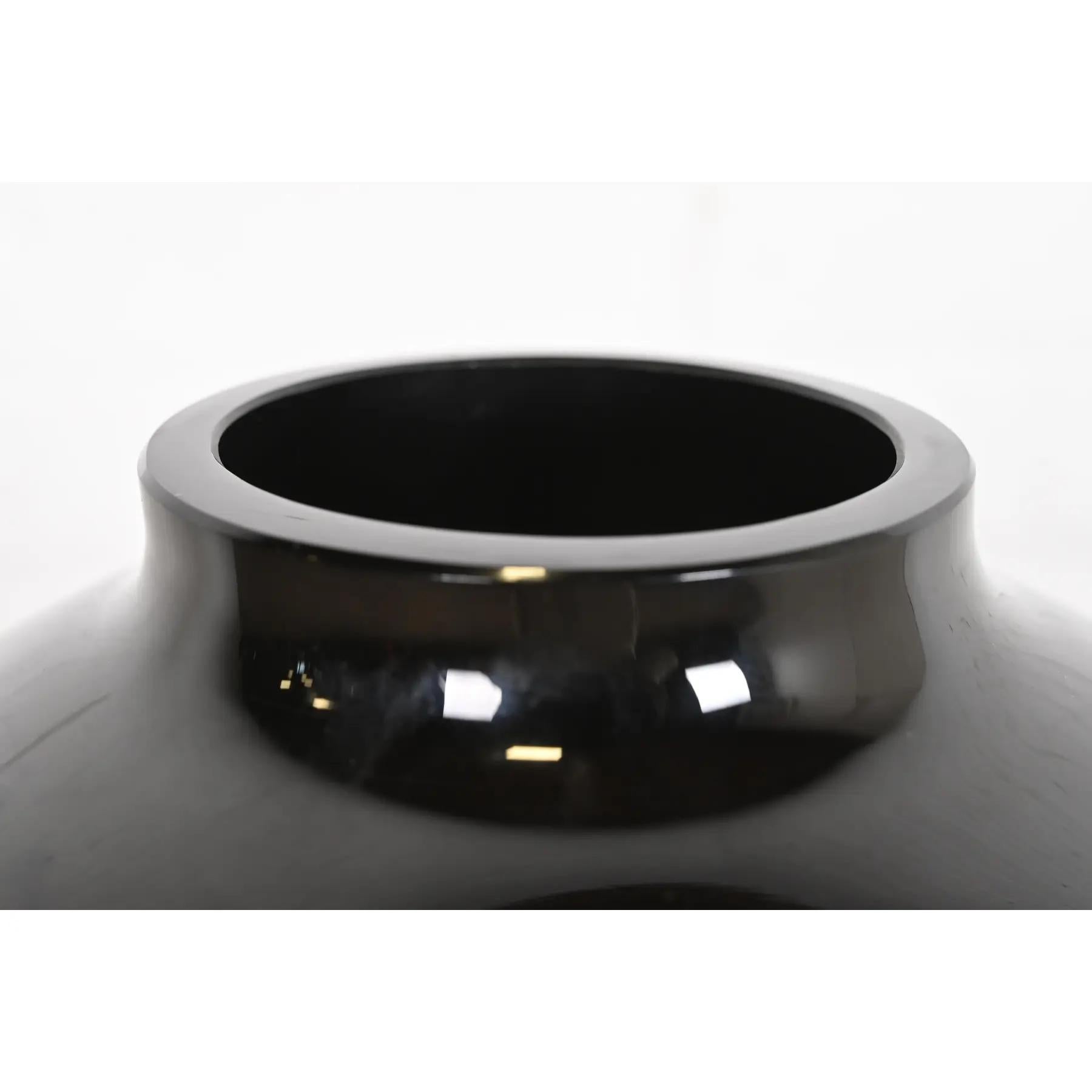 Art Glass VerMer France Art Deco Large Frosted Black Opaline Glass Vase, 1930s For Sale