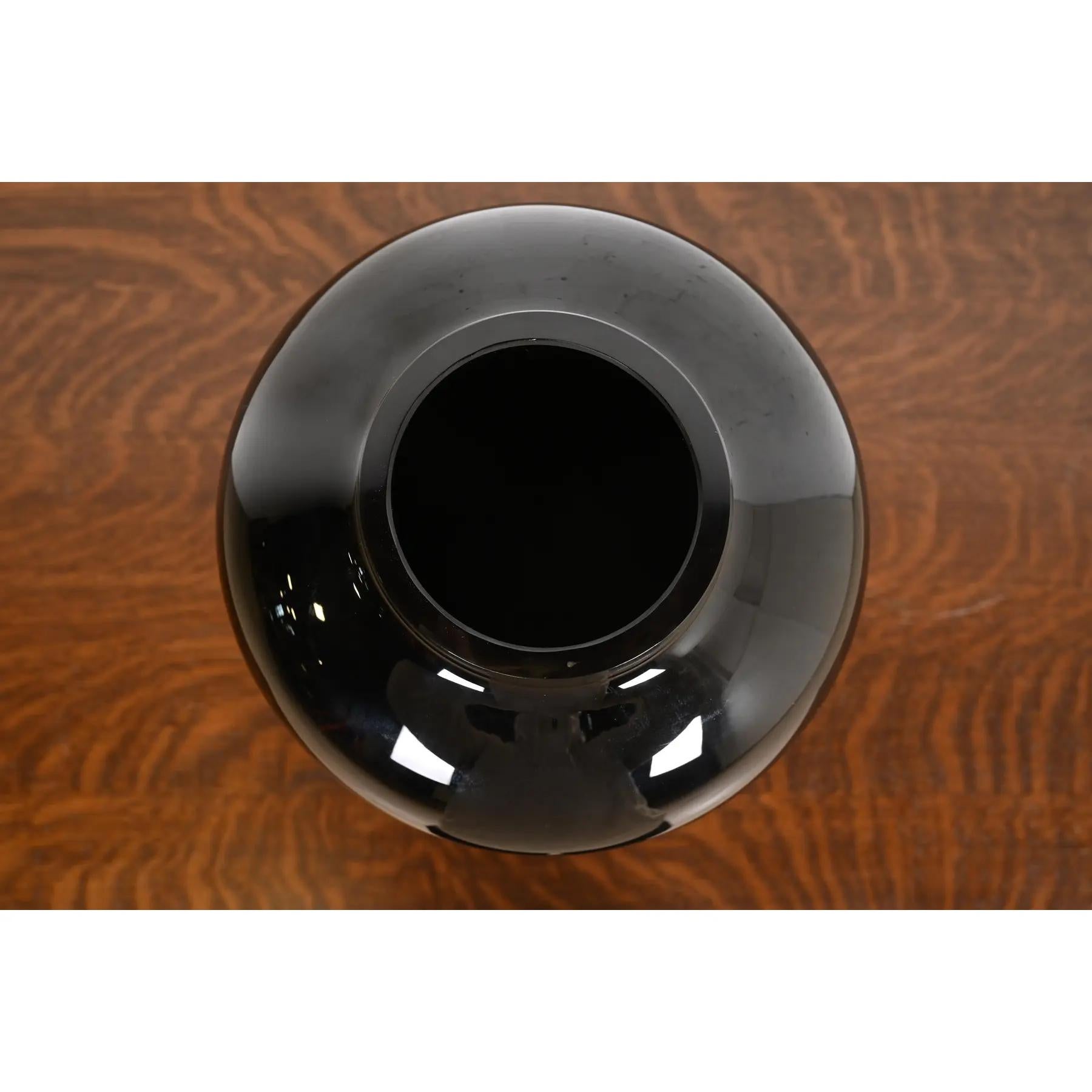 VerMer France Art Deco Large Frosted Black Opaline Glass Vase, 1930s For Sale 1