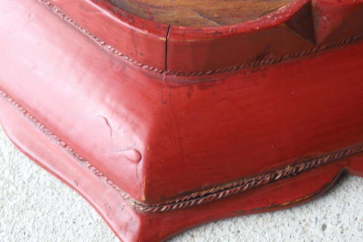 Plateau Rinka en laque Vermillion/Artisanat chinois ancien/14e-17e siècle/Artisanat teinté 10