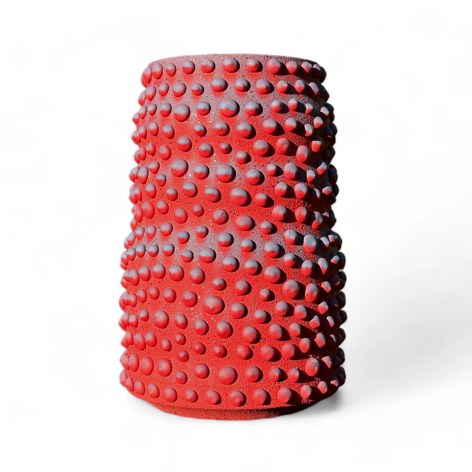 Mid-Century Modern Vermillion Organic Dot Ombre Vase For Sale