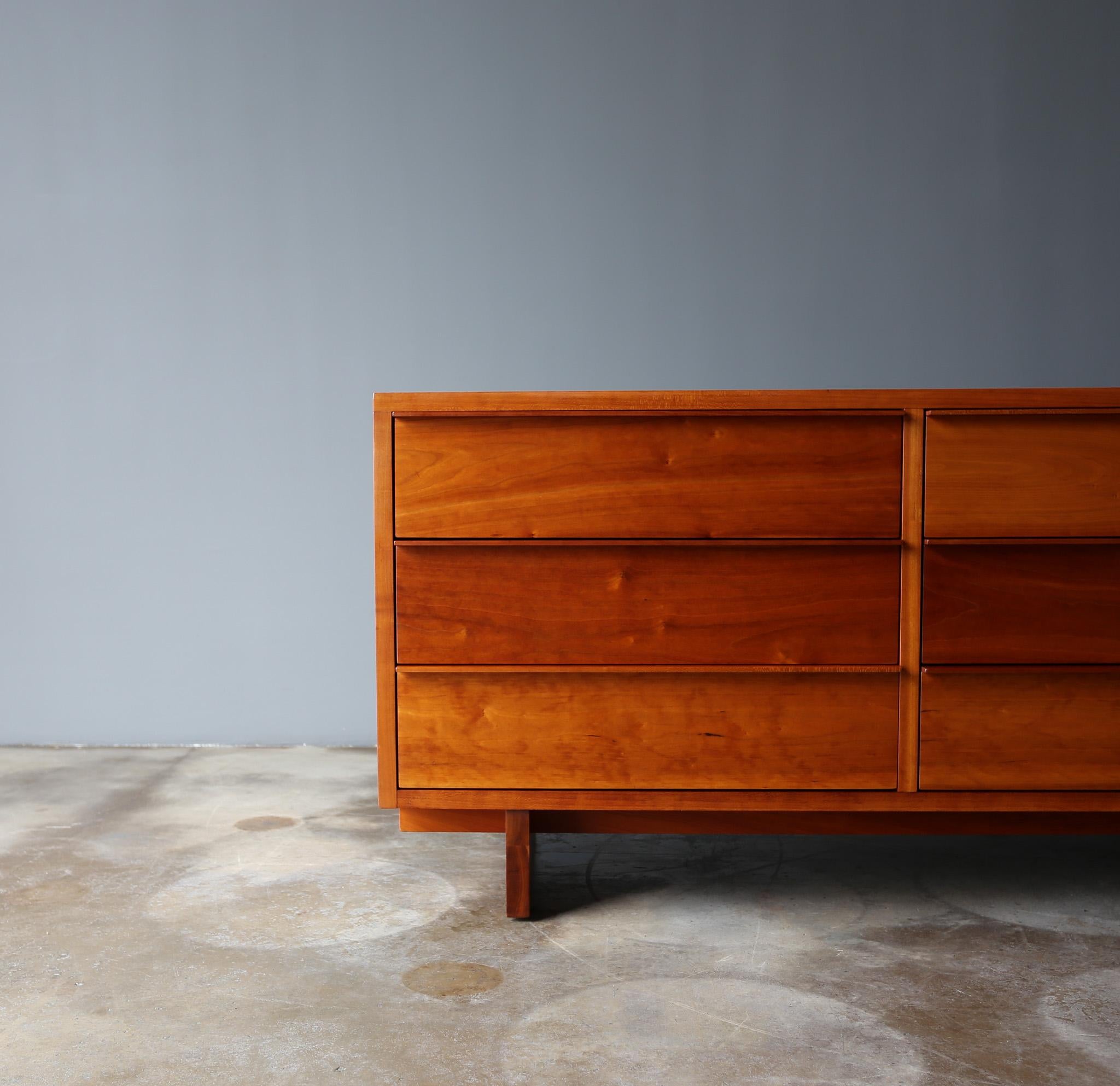 Mid-Century Modern Vermont Furniture Designs Solid Cherry Wood Dresser, United States, 2008