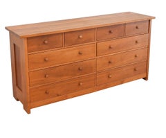 Vermont Handcrafted Furniture Custom Cherry Prairie 10-Drawer Split Top Dresser