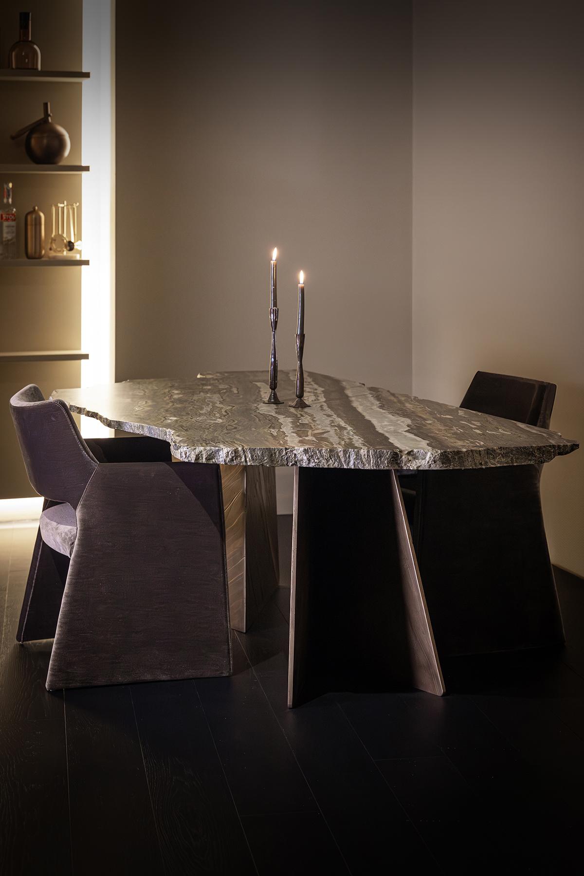 XXIe siècle et contemporain Table de salle à manger en marbre du Vermont en vente