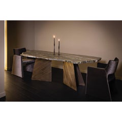 Vermont One Of a Kind Dining Table in Marble & Brass by Alex Turco