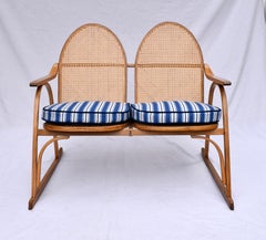 Vermont Tubbs Caned Snowshoe Bench Settee