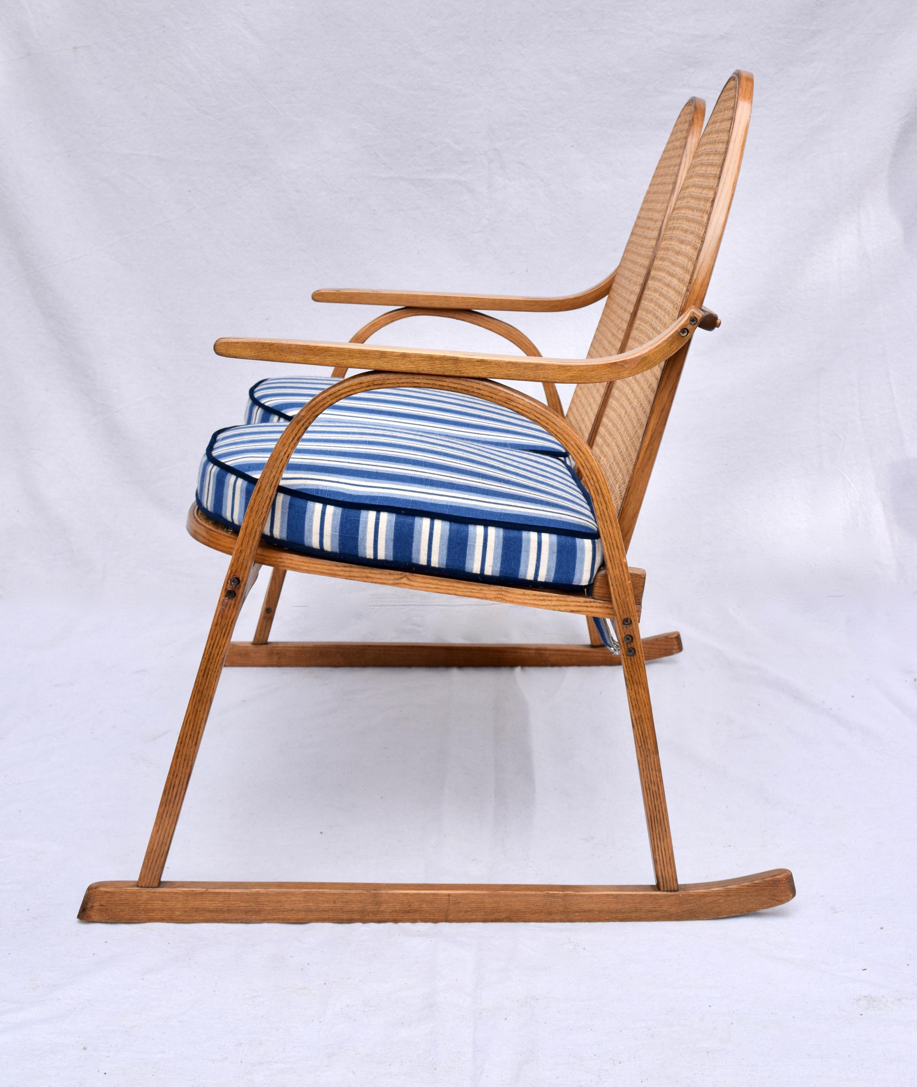 Adirondack Vermont Tubbs Caned Snowshoe Bench Settee
