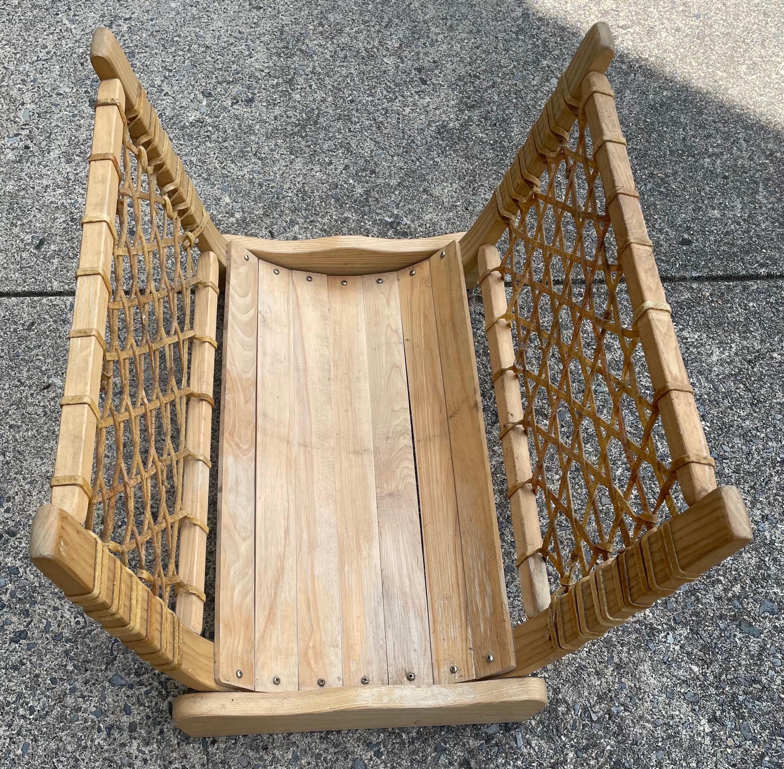 American Vermont Tubbs Caned Snowshoe Fire Wood Log Holder For Sale