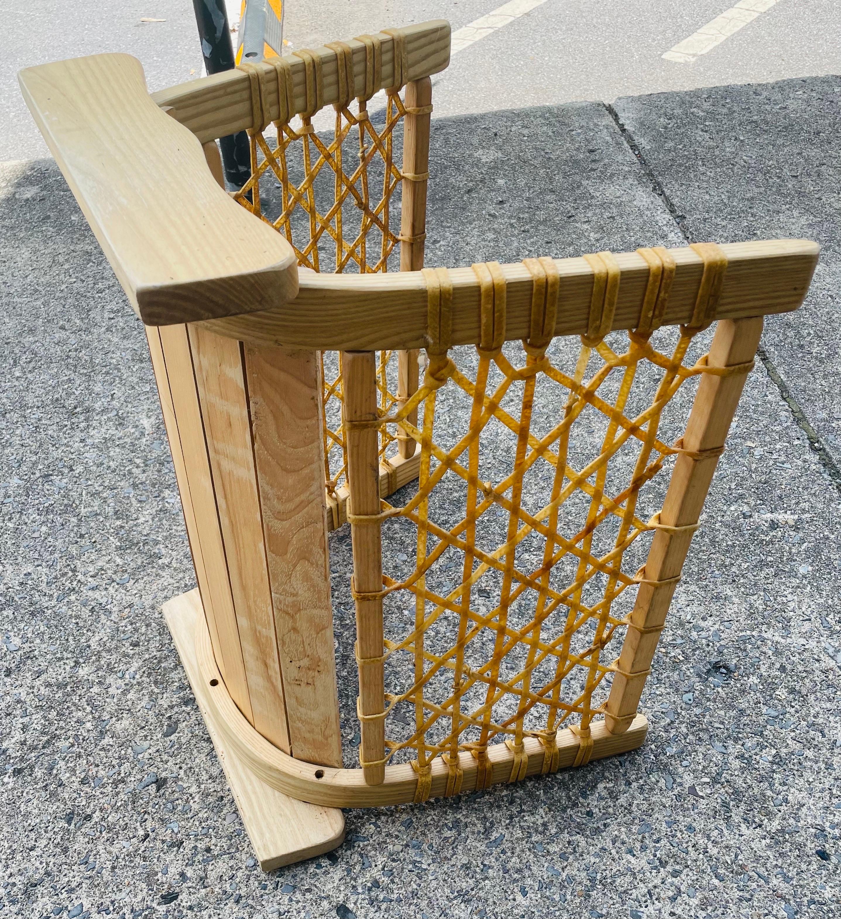 Vermont Tubbs Caned Snowshoe Fire Wood Log Holder For Sale 1