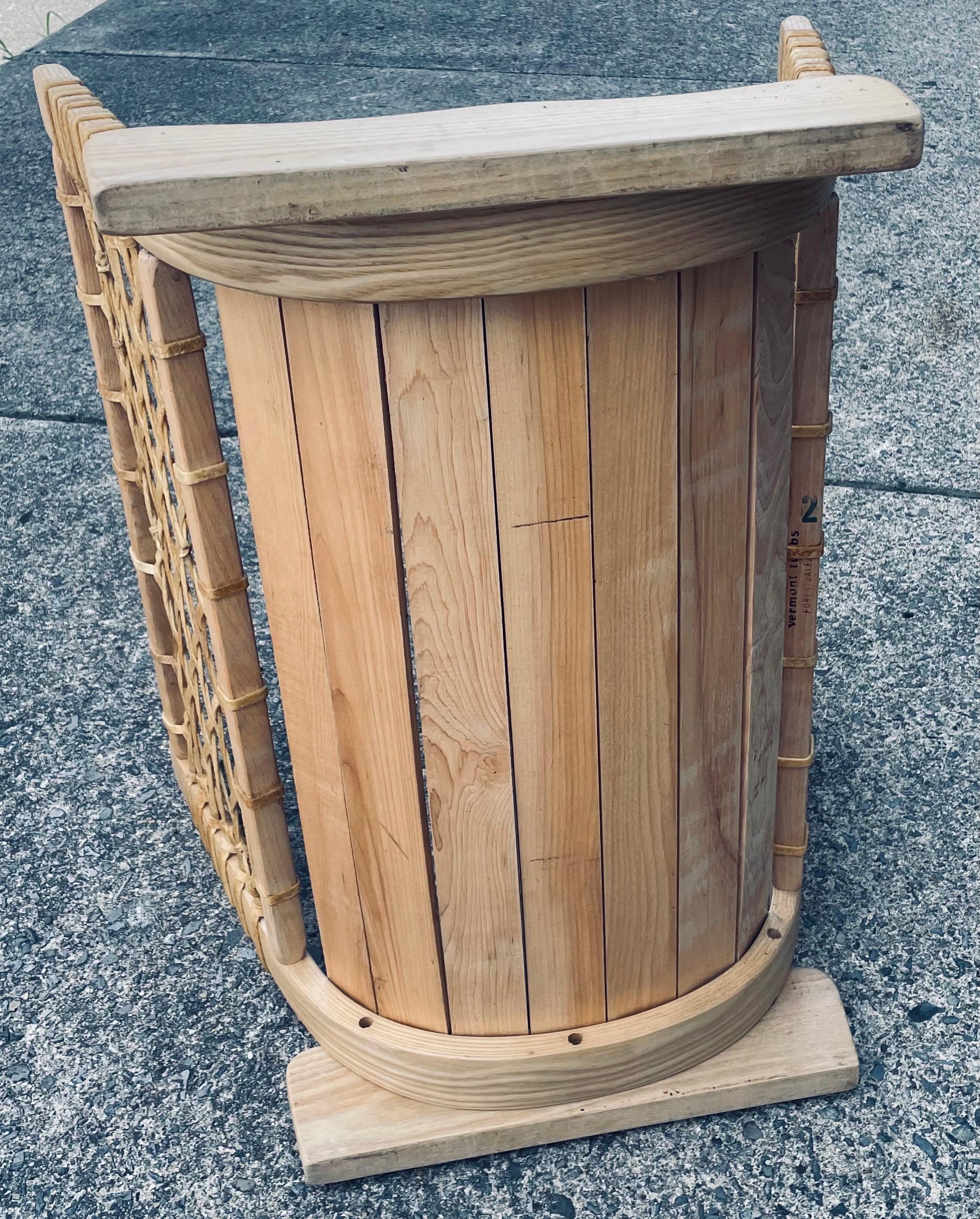 Vermont Tubbs Caned Snowshoe Fire Wood Log Holder For Sale 3