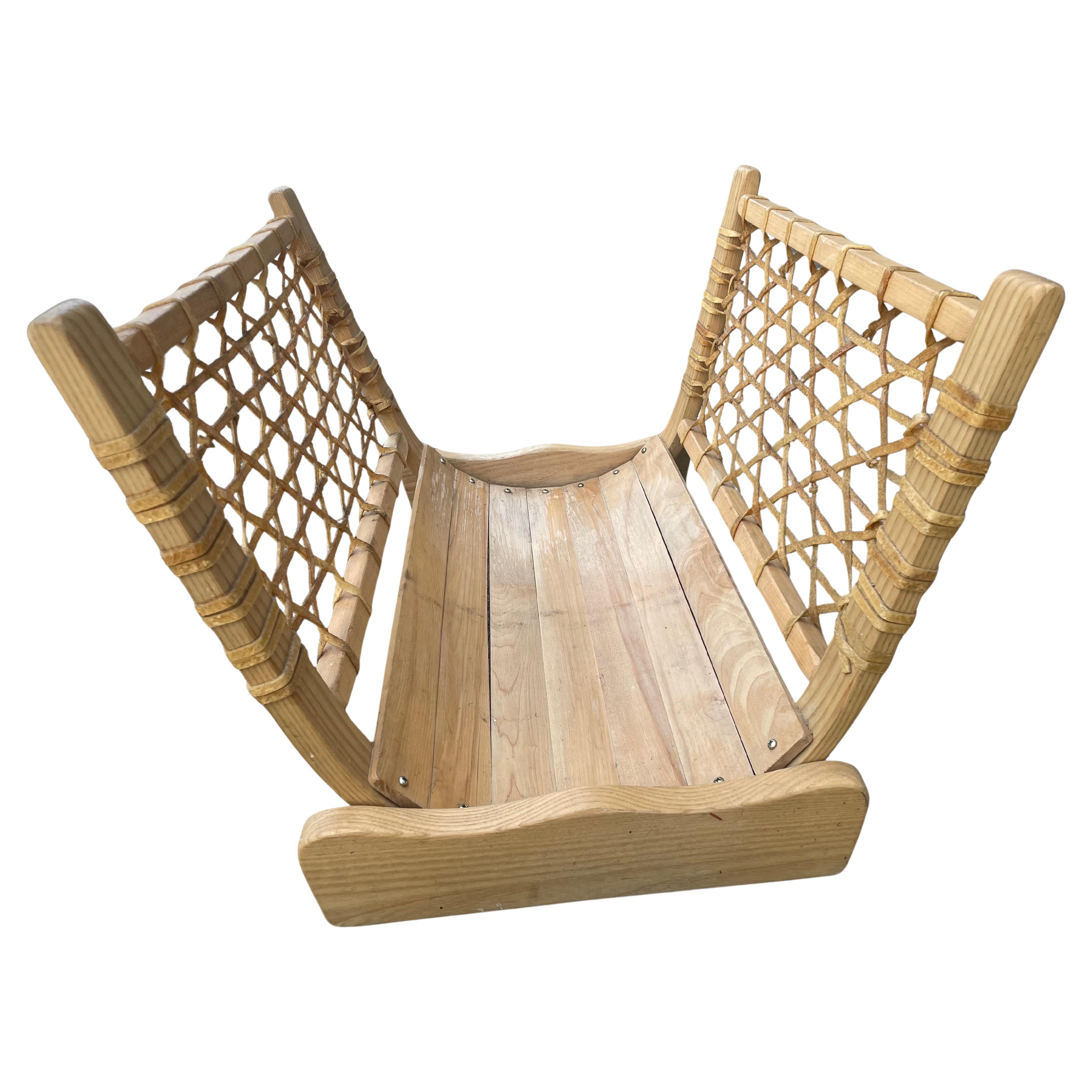 Vermont Tubbs Caned Snowshoe Fire Wood Log Holder