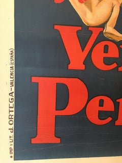 'Vermouth Perucchi' Original Vintage Art Deco Poster, circa 1926