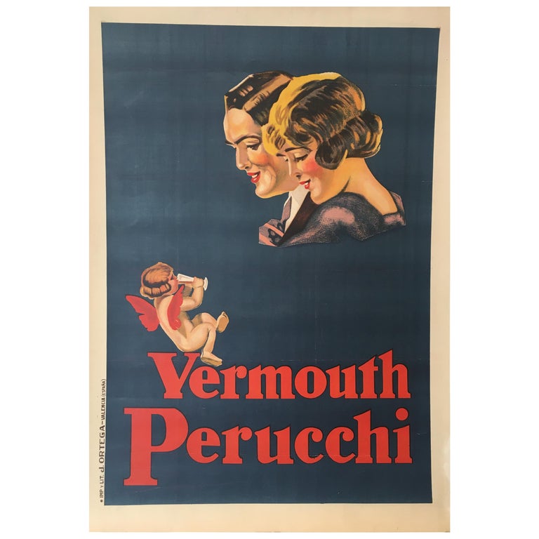 'Vermouth Perucchi' Original Vintage Art Deco Poster, circa 1926 For Sale