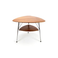 Vermund Larsen Model VL1312 Triangular Teak and Metal Side Table, Denmark, 1959