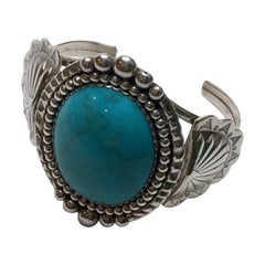 Verna Blackgoat Navajo Sterling Silver Turquoise Cuff Bracelet