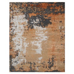 Verna Hand Knotted Modern Silk Rug in Charcoal Rust & Grey Blue Colours by Hands