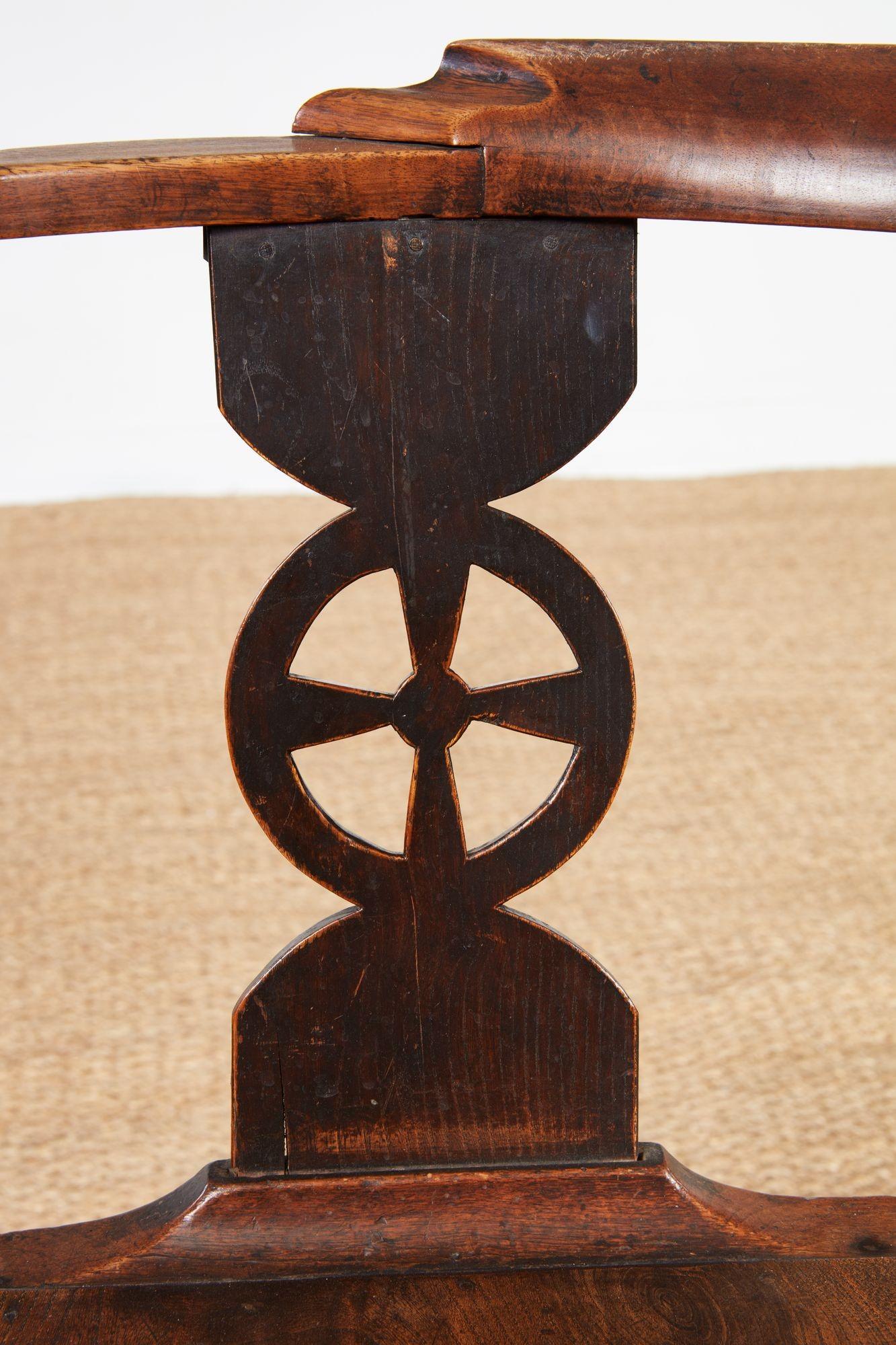 Elm Vernacular English Corner Chair For Sale
