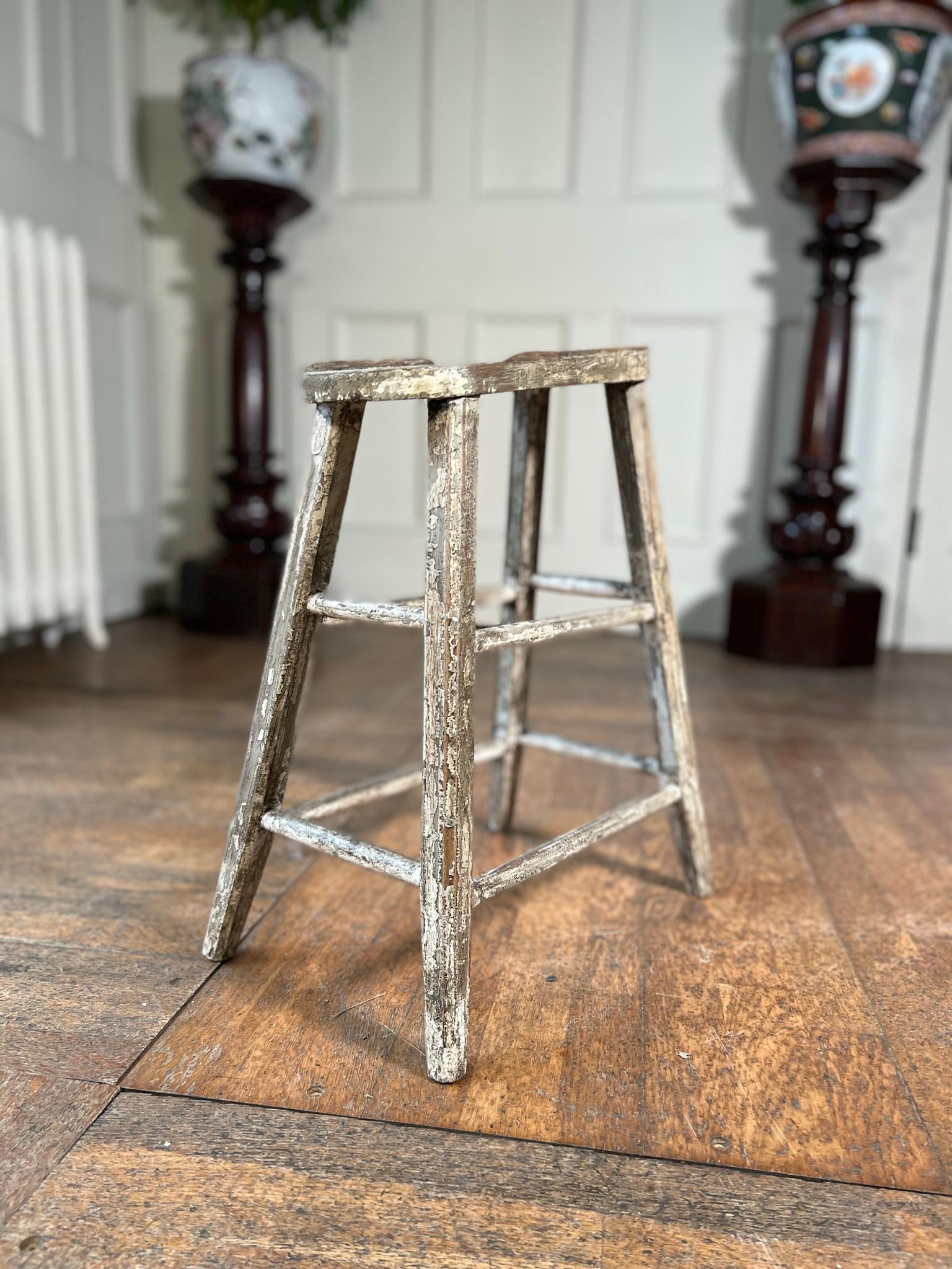 Oak Vernacular Lacing Stool For Sale