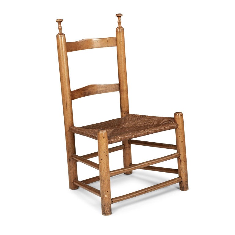 Hand-Carved Vernacular Ladder Back Chair For Sale