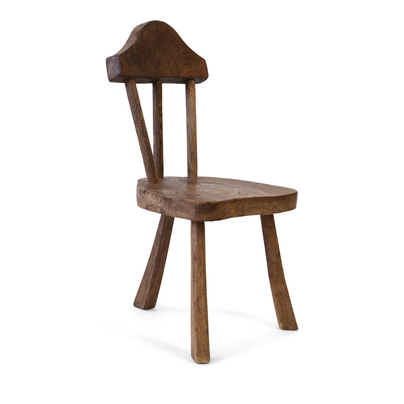 Primitive Stick Back Chair in Mid-Brown Oak