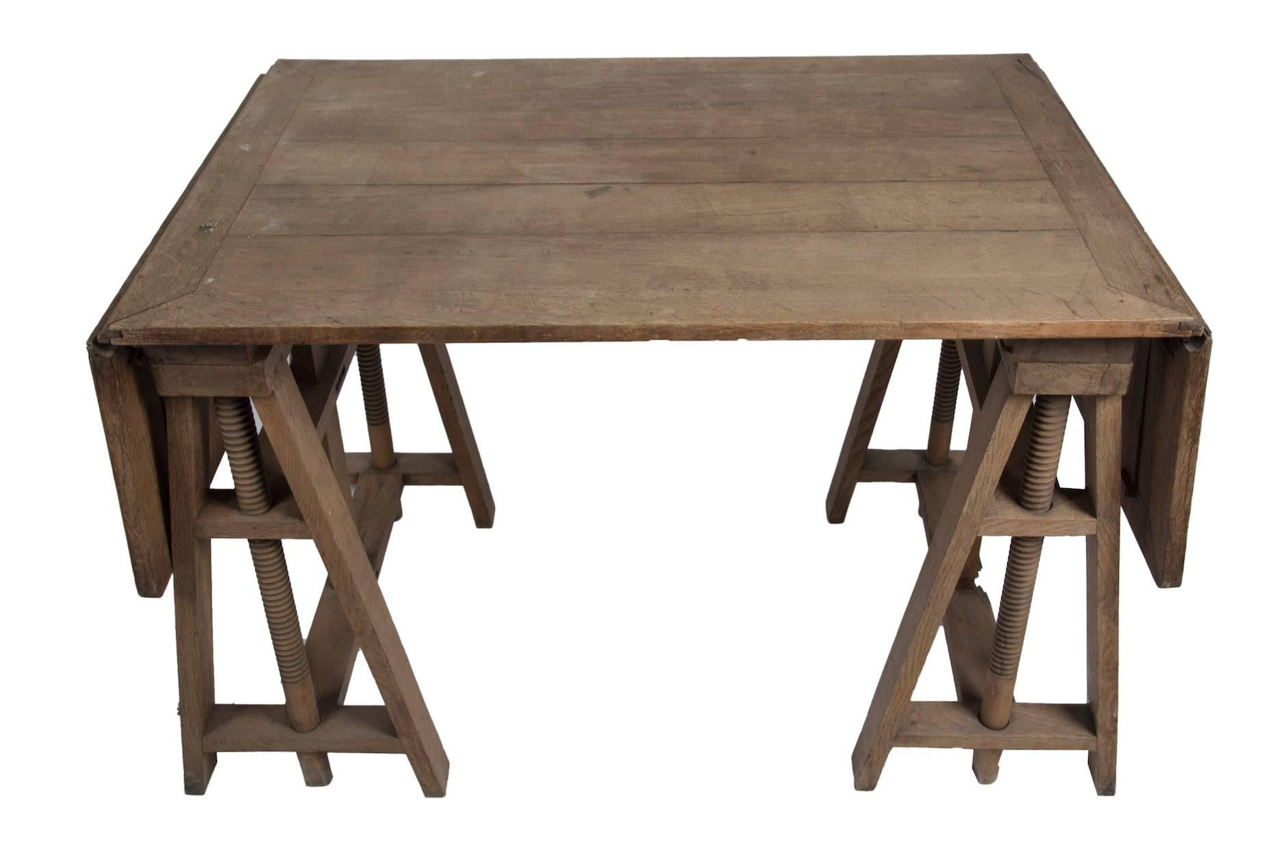 European Vernacular Trestle Table For Sale