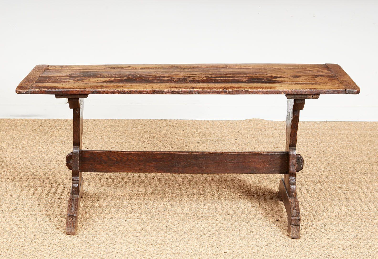 Country Vernacular Trestle Table For Sale