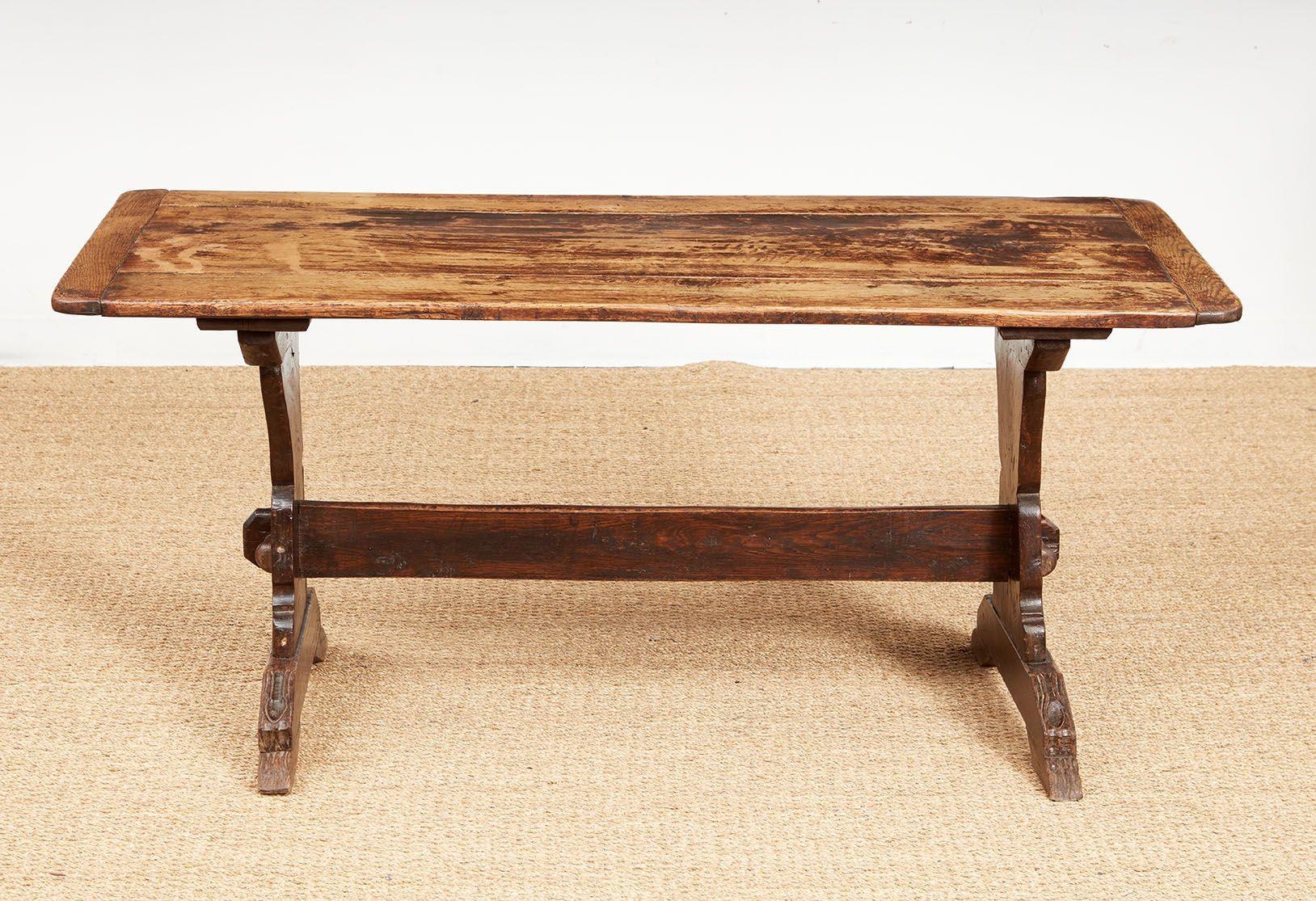 Oak Vernacular Trestle Table For Sale