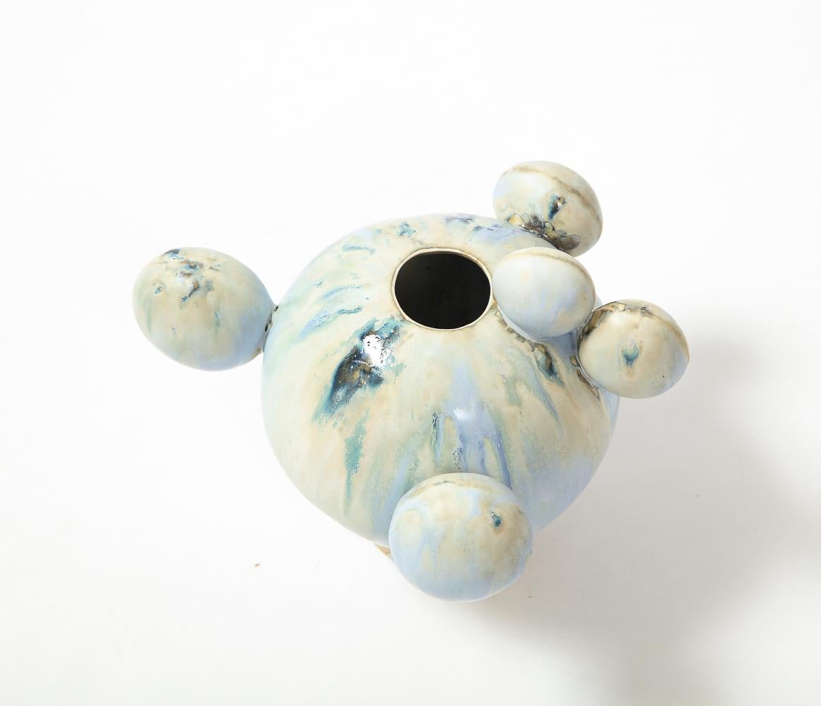 Hand-Crafted Vernal Blue Porcelain Vase 1 by Robbie Heidinger For Sale