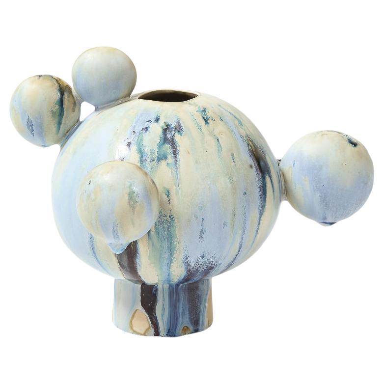 Vernal Blue Porcelain Vase 1 by Robbie Heidinger For Sale