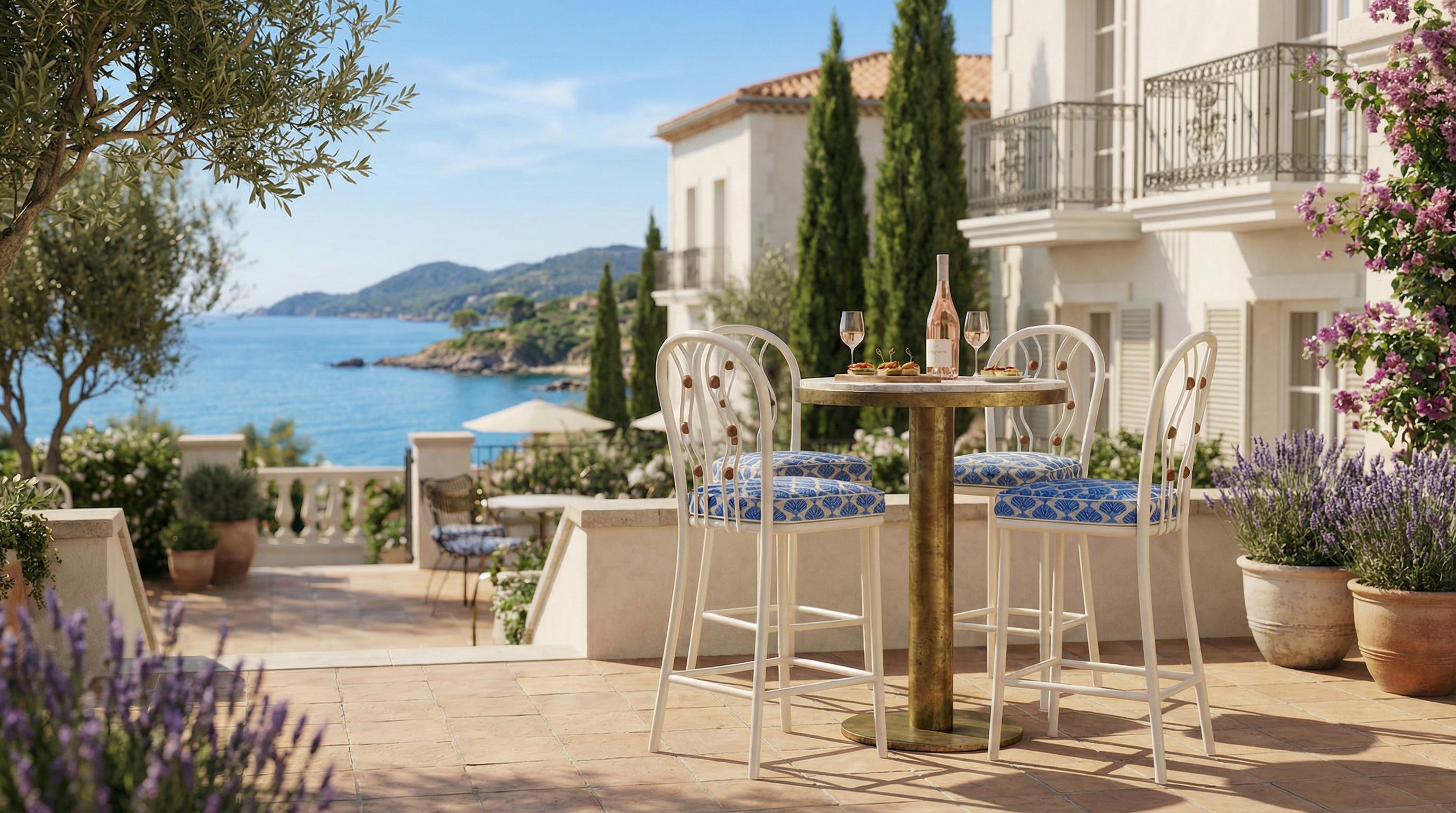 La Silla de Bar Vernazza, creada en colaboración con Mediterrazza, combina la elegancia mediterránea con el diseño escultural. Fabricada en metal lacado apto para exteriores y enriquecida con refinados elementos de madera de iroko, equilibra la