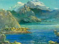 Blue Lake in the Rockies and Hunter - Oil on Linen