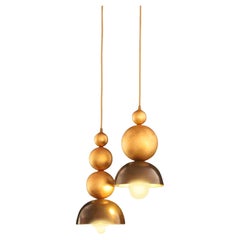 Verner 2 Suspension - Sphères en laiton patiné et feuille d'or