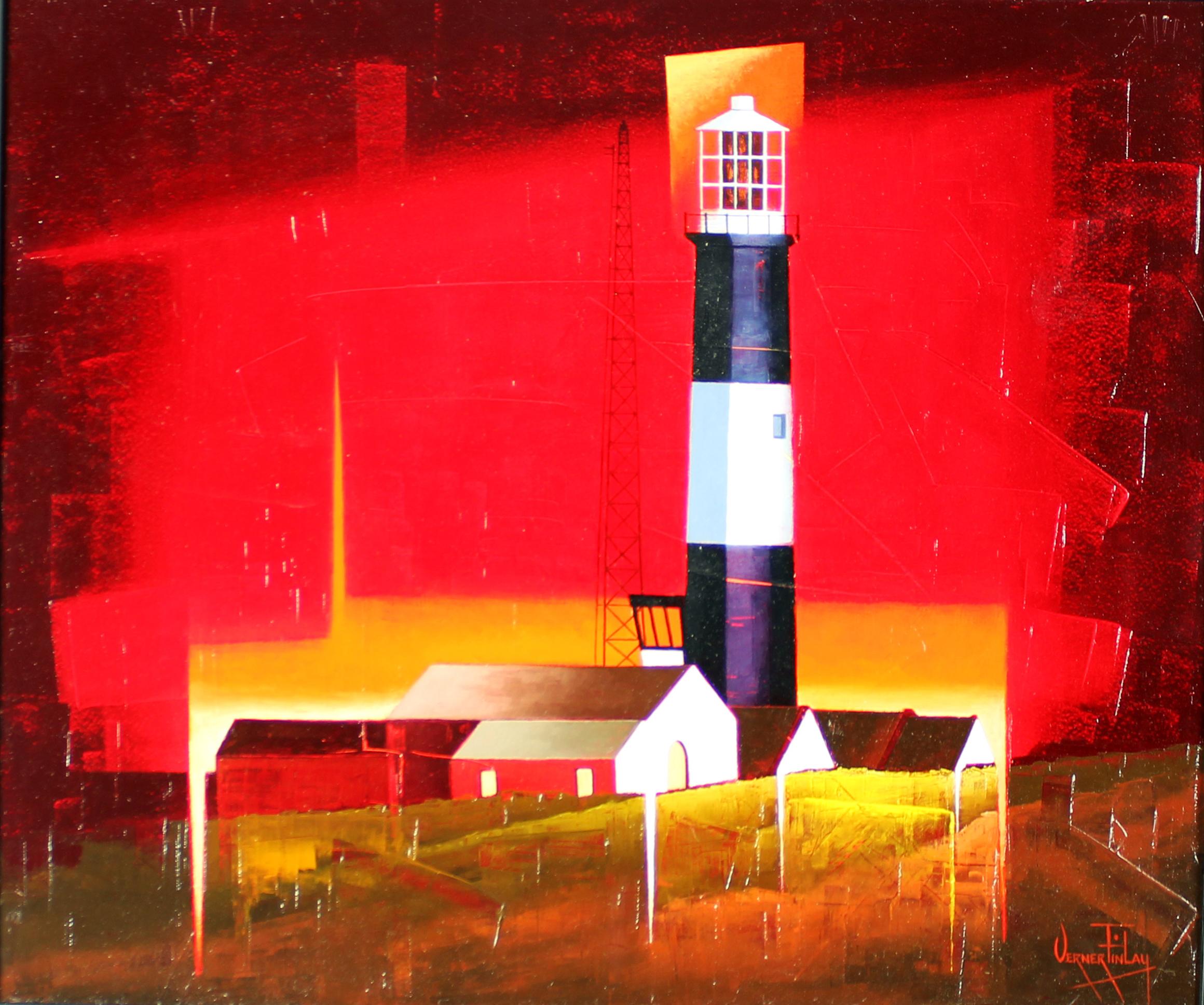 Verner Finlay Landscape Painting - Mew Island Lighthouse, Copeland Islands, Co Down