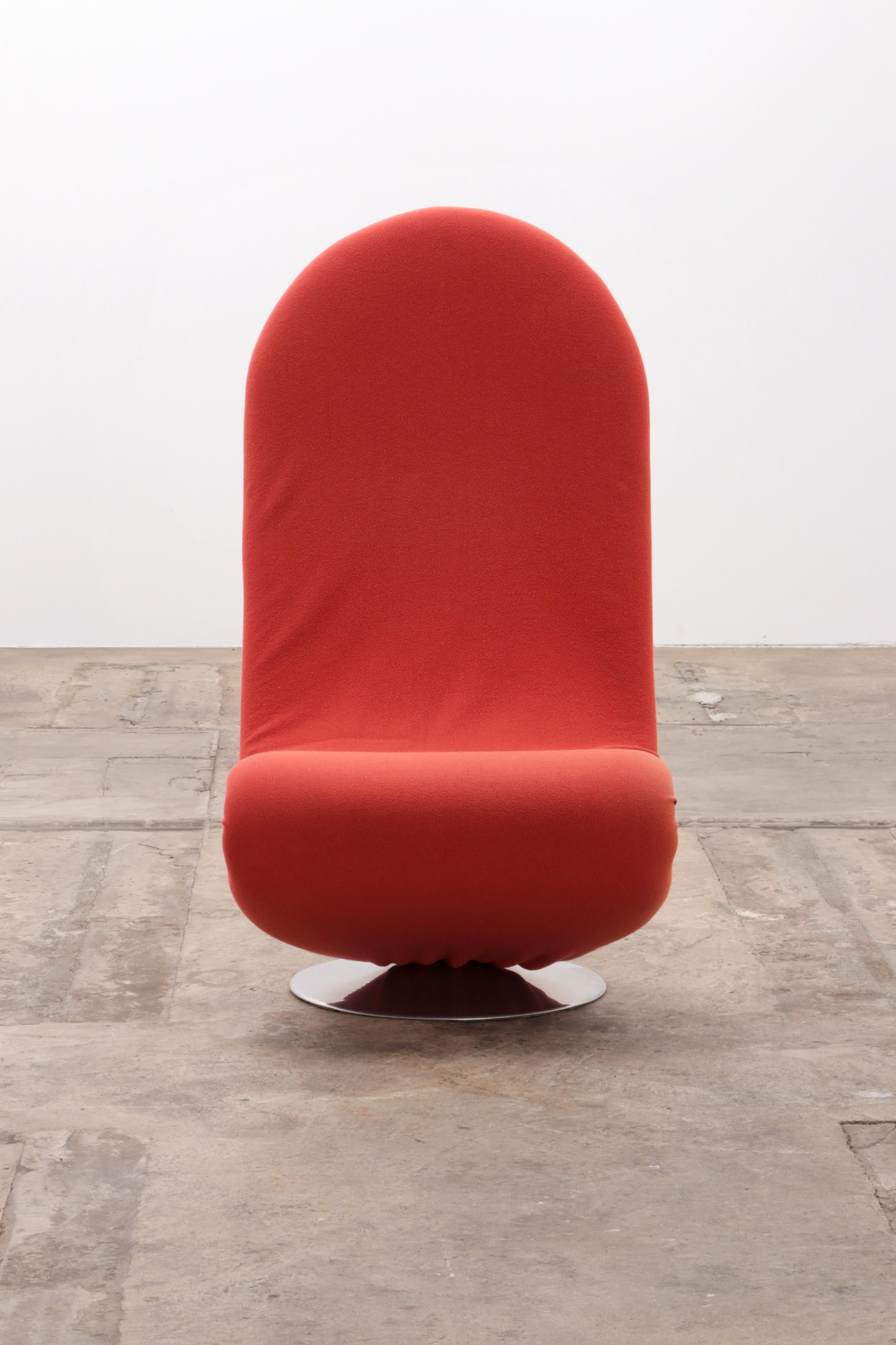 Mid-Century Modern Verner Panton 1-2-3 Chair with High Backrest - Red/Orange, 1973 For Sale