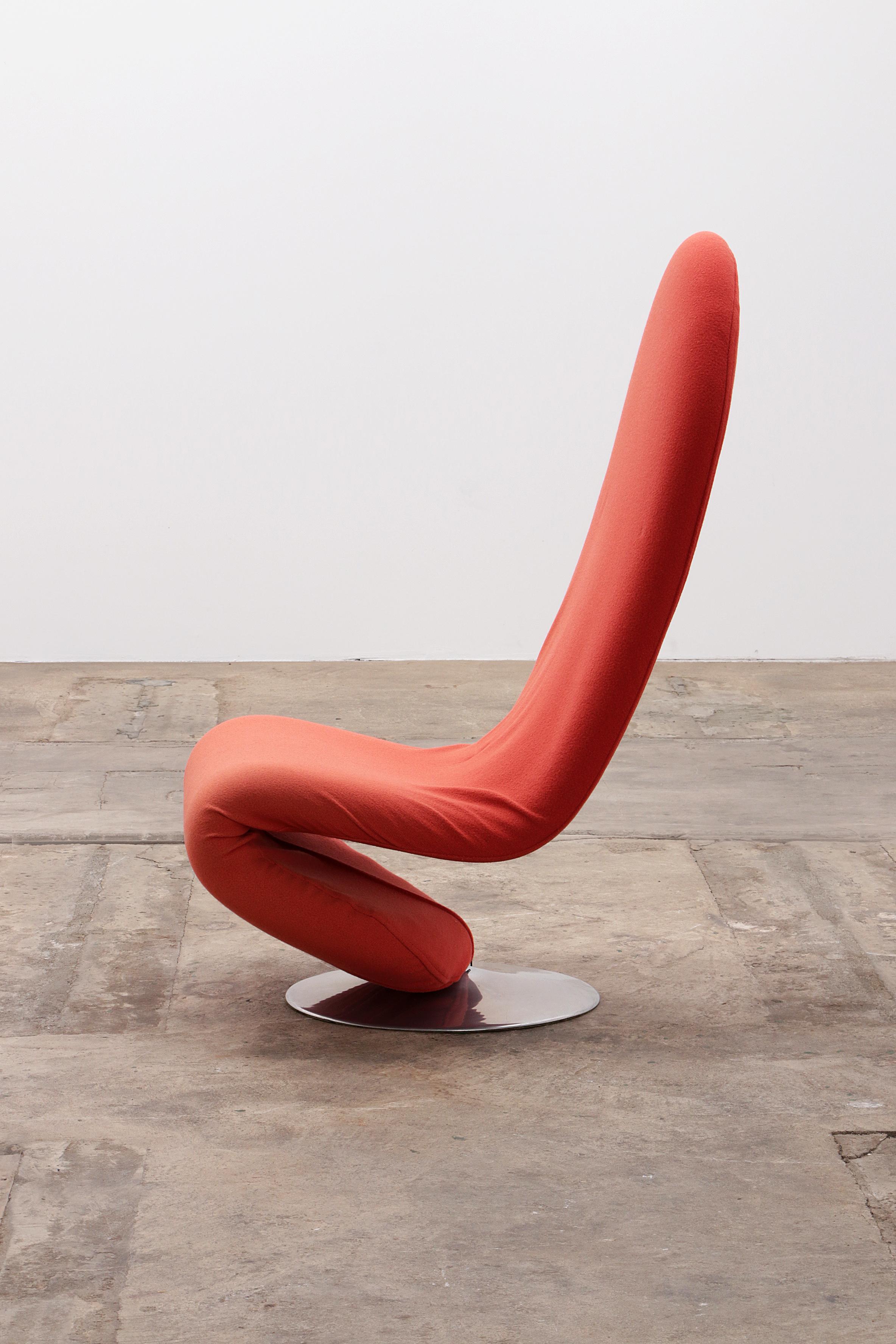 Danish Verner Panton 1-2-3 Chair with High Backrest - Red/Orange, 1973 For Sale